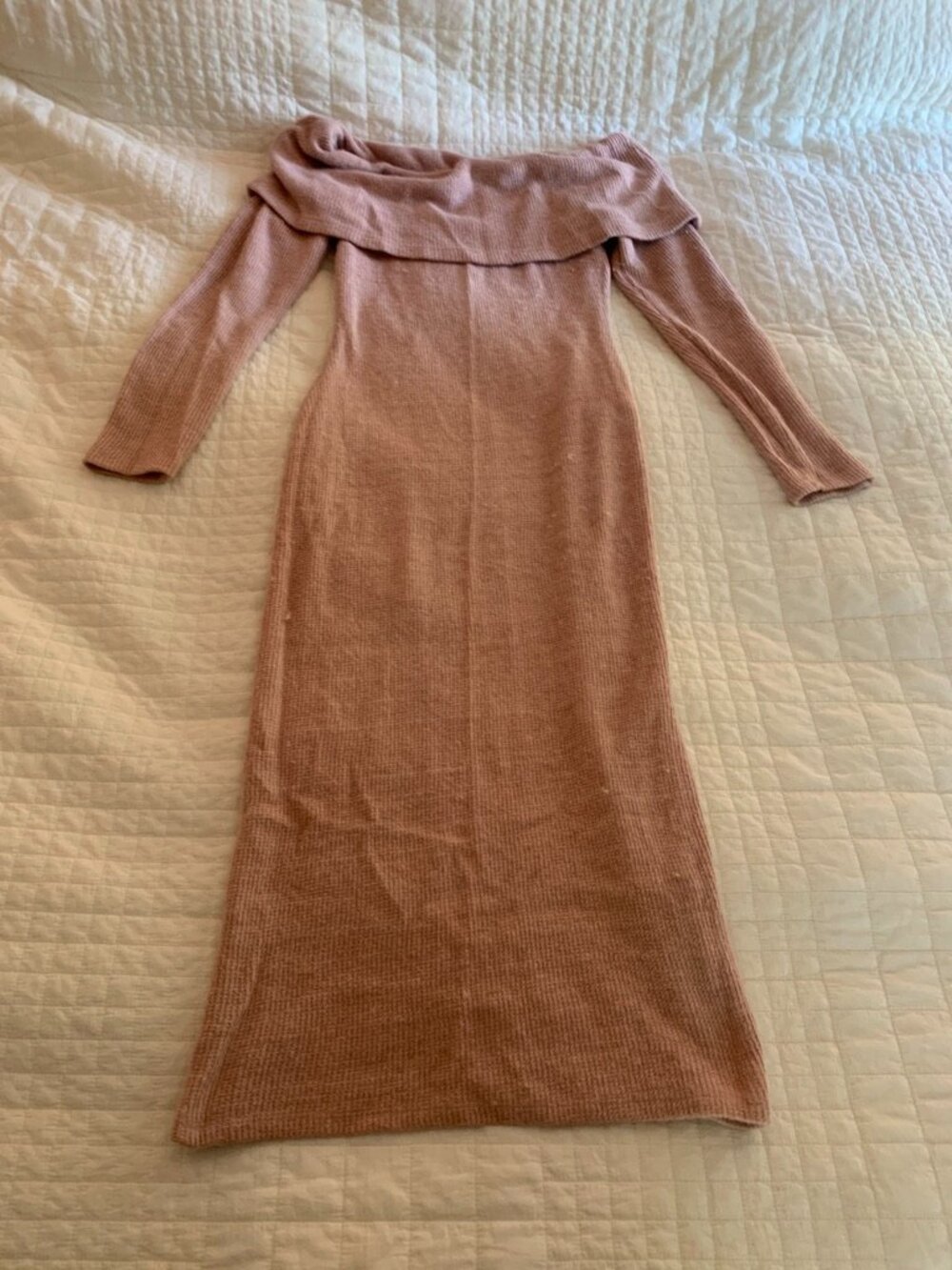 J.O.A. Pink Angora Blend Off Shoulder Sweater Dress Size M